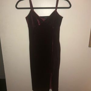Forever 21 Dark Red Velvet Midi Cocktail Dress